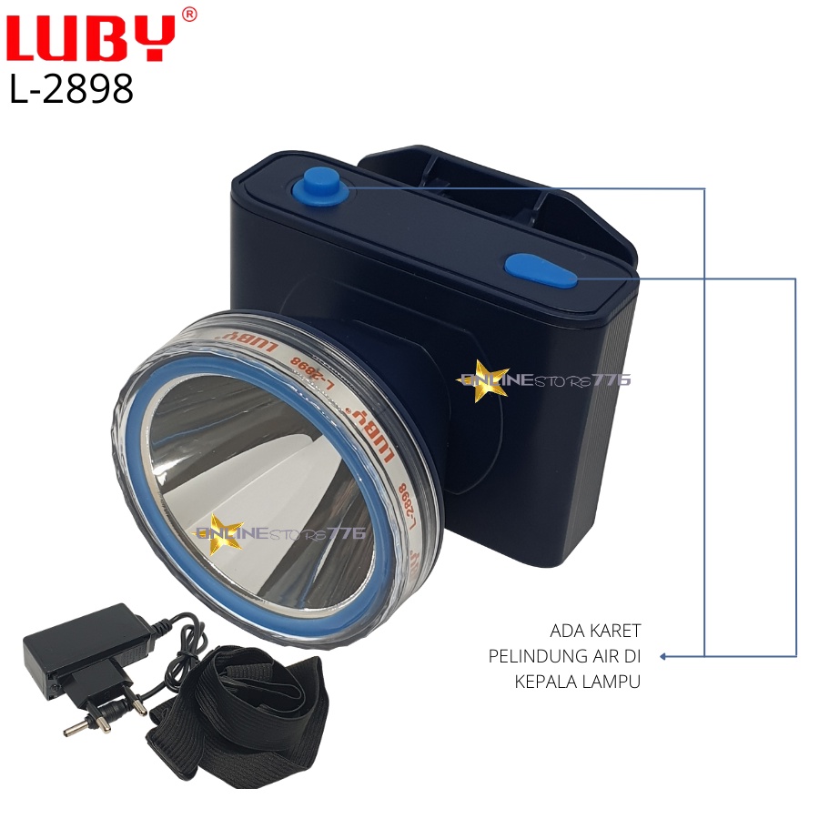 SENTER KEPALA / SENTER KEPALA LUBY L2898 / HEADLAMP LUBY L-2898 / LUBY 2898 / 15 WATT / SENTER KEPALA RECHARGEABLE