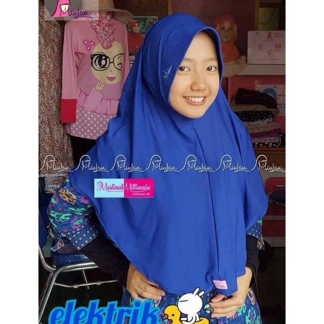 Kerudung bergo Miulan Plain Laura biru elektrik
