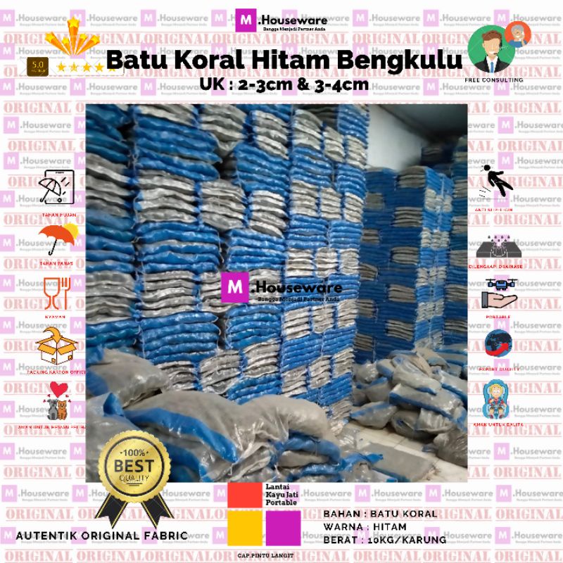 Khusus GOSEND Batu Coral Hitam 10kg / Batu Koral hitam Bengkulu / Batu Taman Hitam