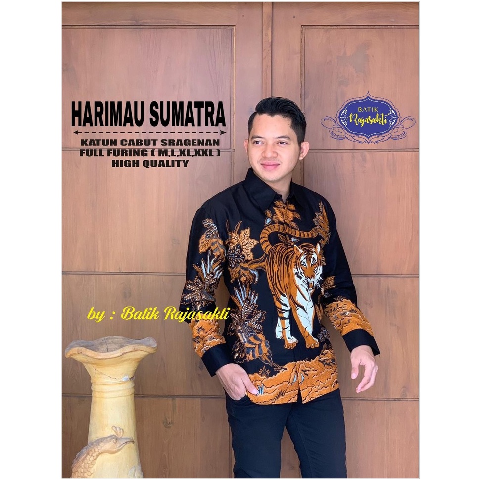 DISKON BESAR HARIMAU SUMATRA KEMEJA BATIK SOLO PRIA LENGAN PANJANG LAPIS FURING ATASAN PREMIUM MODER
