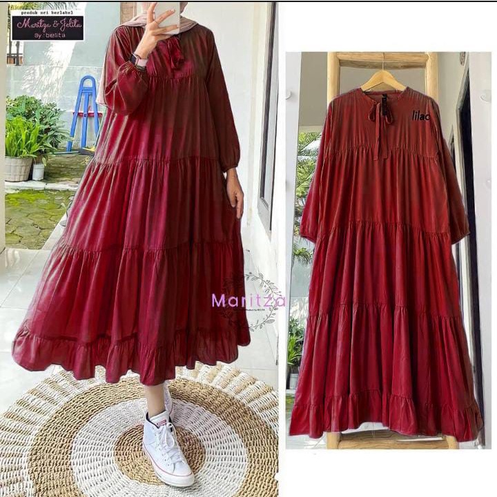 (BISA COD) Rachel Midi Dress Bahan Katun Rayon Size M L XL Baju Muslimah Wanita Long Dress Maxi Kekinian Midi Dress Import Terbaru // izdihaar olshop