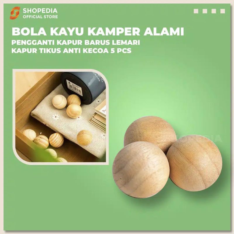 kamper bola kayu alami penghilang bau isi 5pcs laci lemari anti kecoa