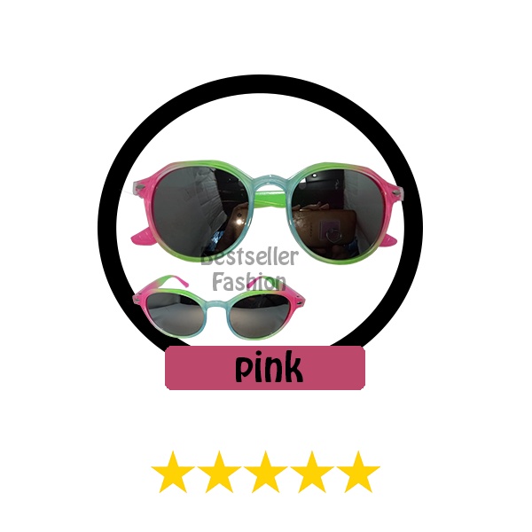 Kacamata hitam anak bingkai oval round / fashion anak terbaru bulat rainbow anti UV protection laki-laki dan perempuan kids FREECASE