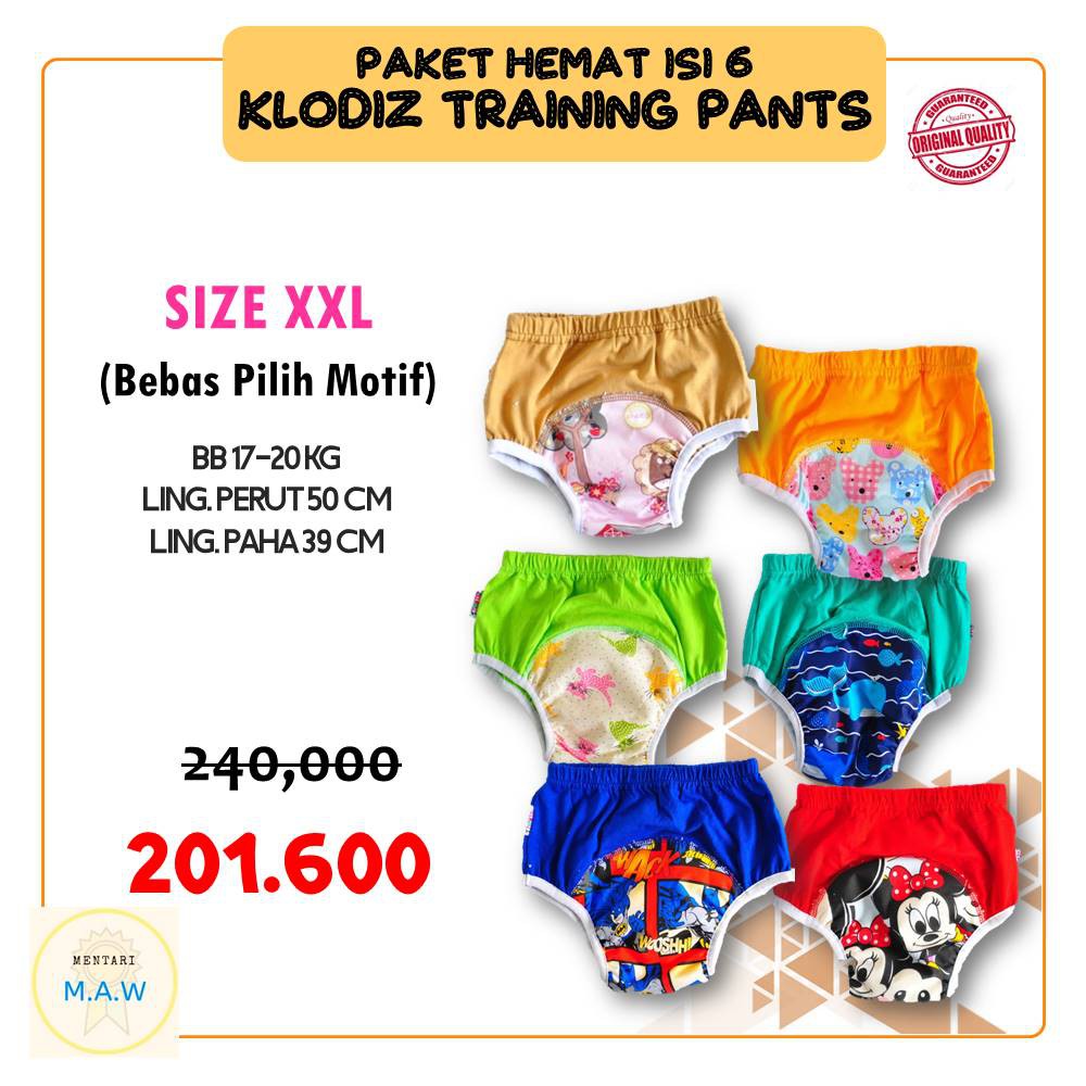  isi 6 Klodiz XXL 17 20kg Training  Pants Celana  Dalam 