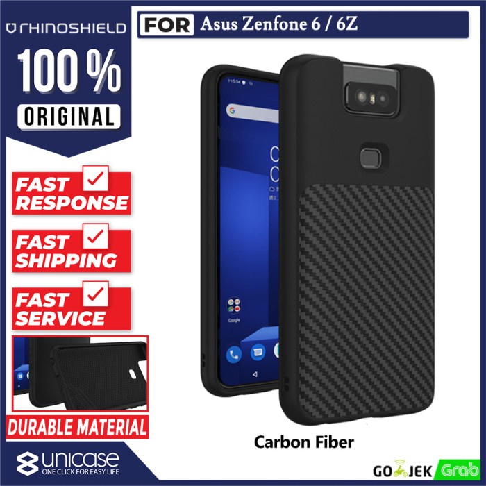 {SuheStore} Case Asus Zenfone 6 / 6Z RhinoShield Solidsuit Classic Fiber Softcase - Carbon Black Lim