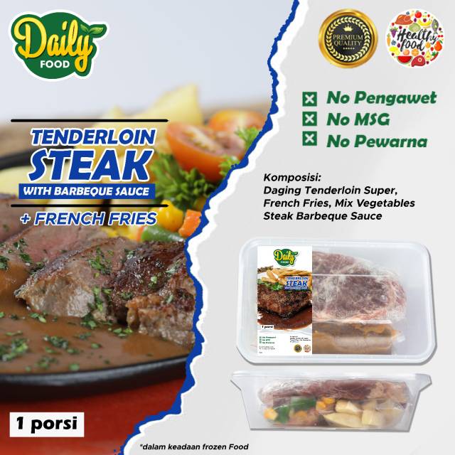 BEEF STEAK TENDERLOIN FROZEN IMPORT DENGAN SAUS BARBEQUE - TANPA PENGAWET DAN MSG