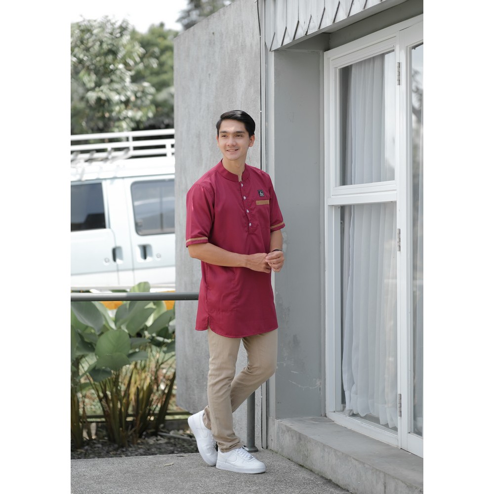 Baju Koko Muslim Pria Dewasa / Baju Koko Kurta Modern Fit / Kurta Kasual Muslim - Soleh Abu Bakar