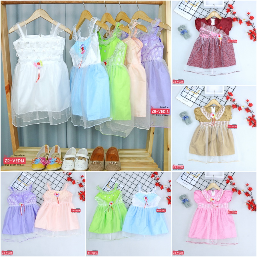 Gaun Bayi (+/-) uk 0-12 bulan / Dress Baby Murah Baju Bayi Perempuan Cewek Gaun Pesta Anak Kado Lucu kiosbalitaaprilia