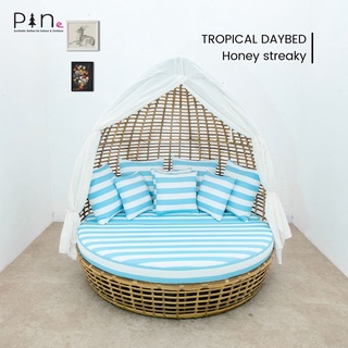 Jual Bale Bale Daybed Bulat Sofa Santai Taman Outdoor Pine Rotan Sintetis Tropical Daybed