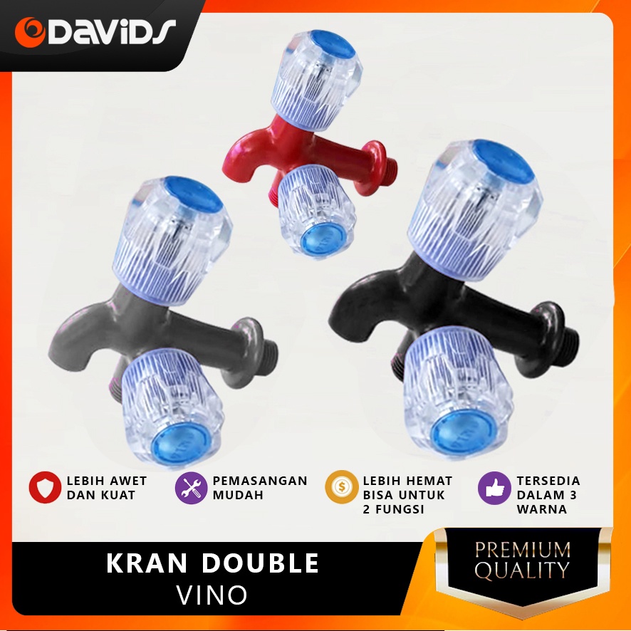 Vino Kran Cabang Shower 2 Double Mesin Cuci Keran Air Plastik Pvc Anti Bocor Sower Dobel