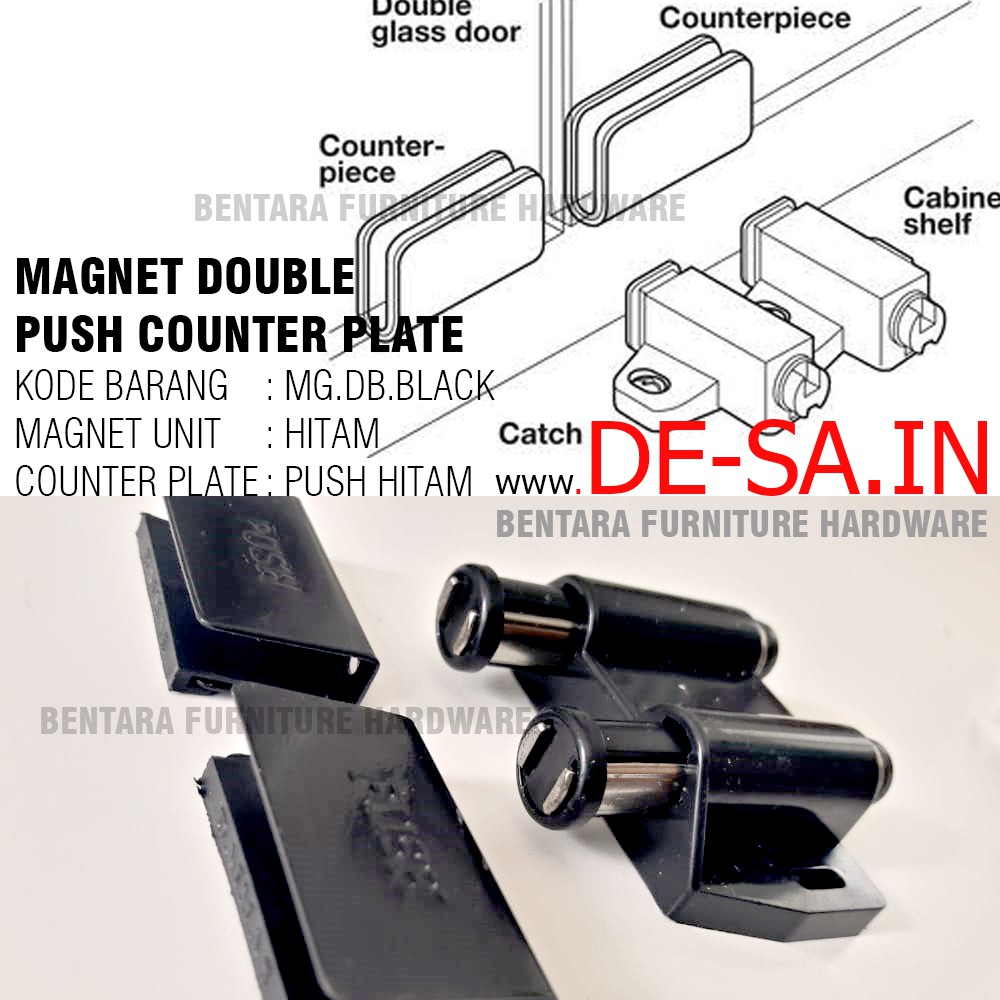 KECES DOBEL MAGNET PINTU KACA KABINET  - PUSH DOUBLE MAGNETIC LATCH CATCH GLASS DOOR