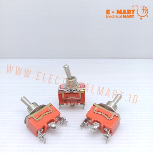 Saklar TOGGEL Switch 3 PIN ON OFF / Saklar TOGEEL 3 Kaki Body Orange