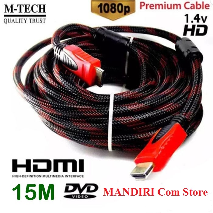 M-Tech Kabel HDMI To HDMI Jaring 15M Gold Plated 15 Meter