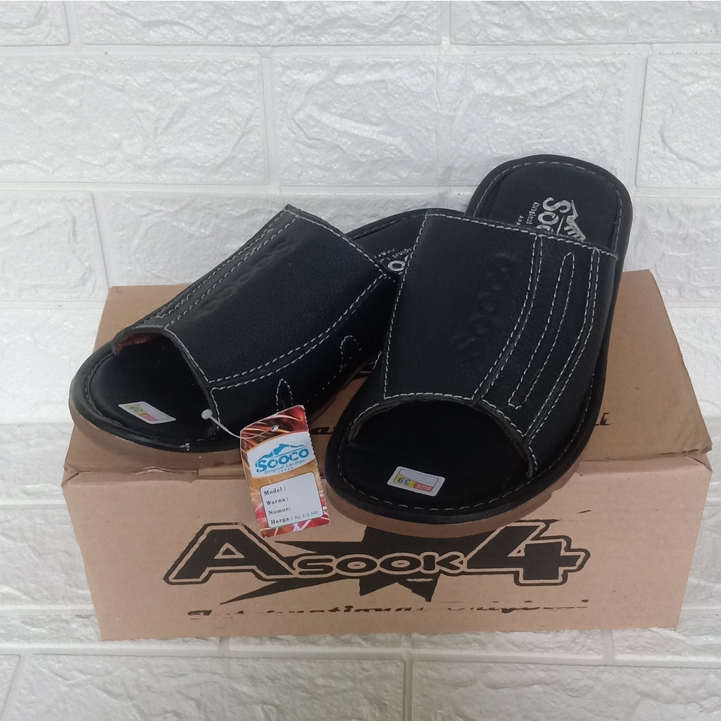 Sandal Kulit Asli - Sandal Selop Pria - Sandal Casual - Sandal Slide