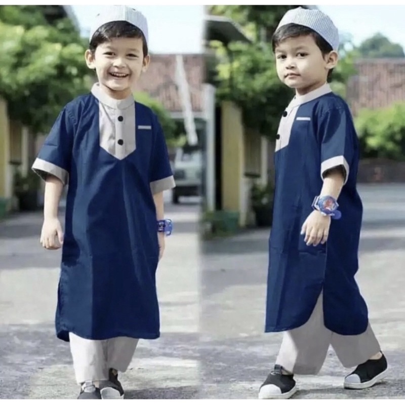 Baju Koko Anak Laki Laki Model Pakistan RAINAN Terbaru 2021 Bonus Peci / Kurta / Baju Setelan / Baju