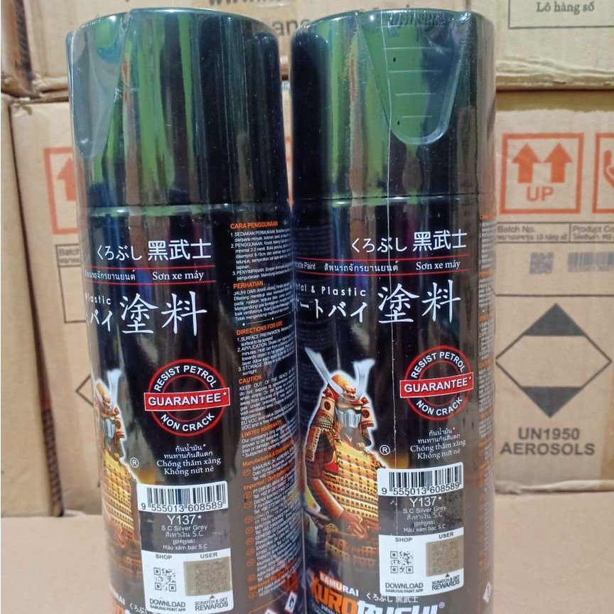 Pilox Pilok Samurai Paint Kurobushi Cat Semprot Y137* S.C Silver Grey (Y137) 400ml / 400cc