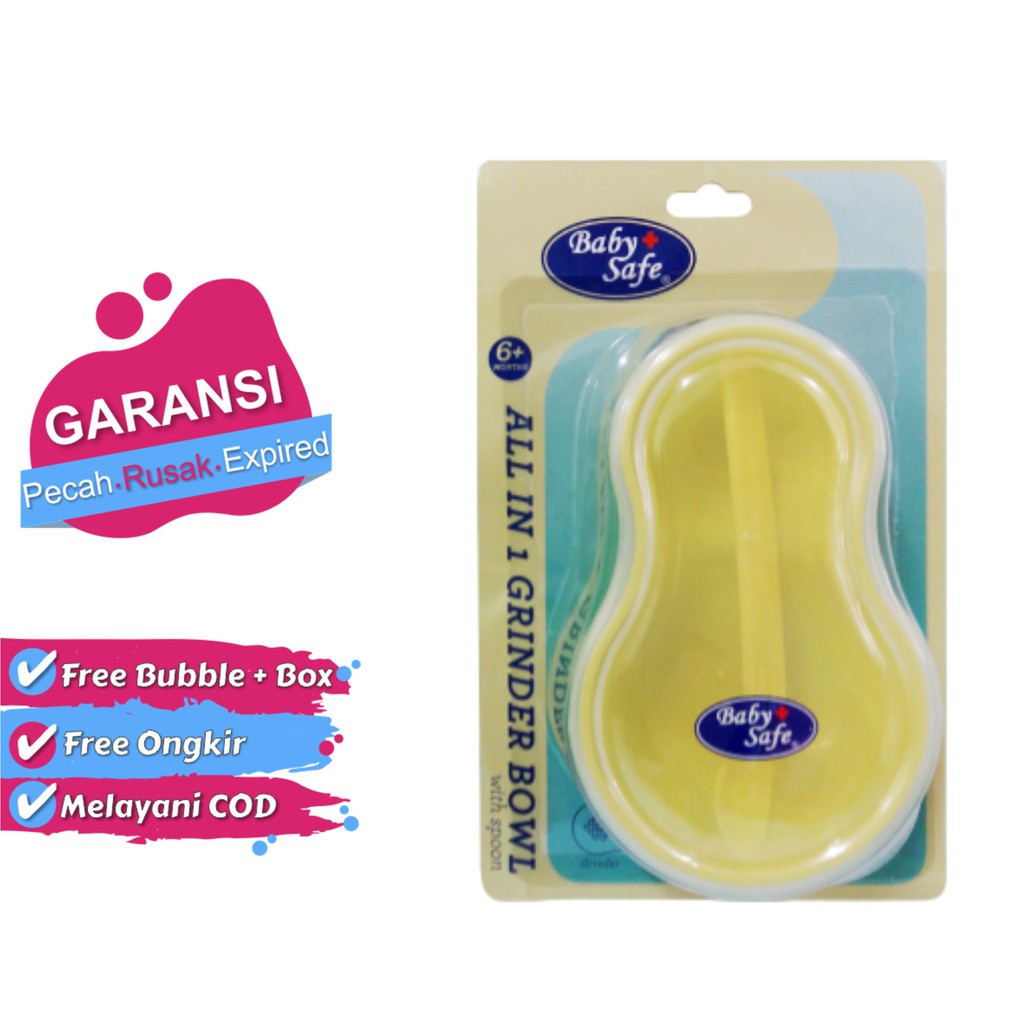 Baby Safe BS352 | All in 1 Grinder Suction Bowl With Spoon | Alat / Tempat Makan Bayi | Mangkuk Sekat Ada Sendok | BPA FREE