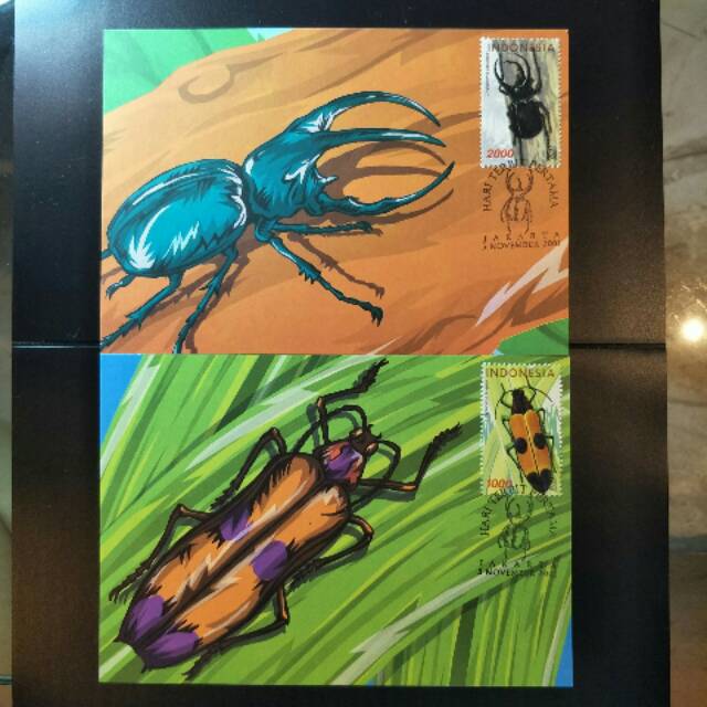 

1 Set Kartu Pos Perangko Kumbang Beetles - 2001 - Prangko Indonesia