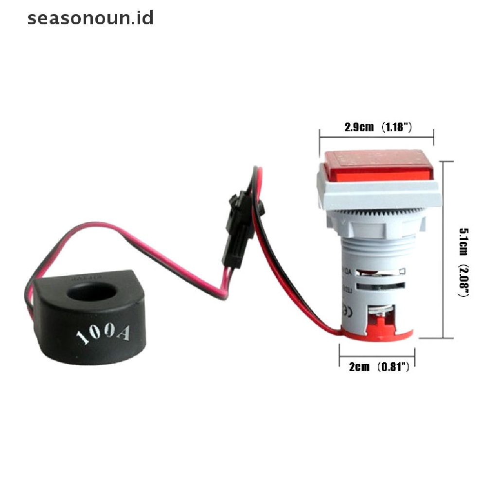 3 in 1 Voltmeter Ammeter Digital LED AC0-100A 60-500V 22mm