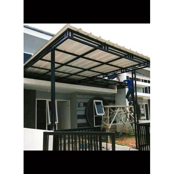 pagar minimalis , kanopi spandek pasir dan alderon twinwall
