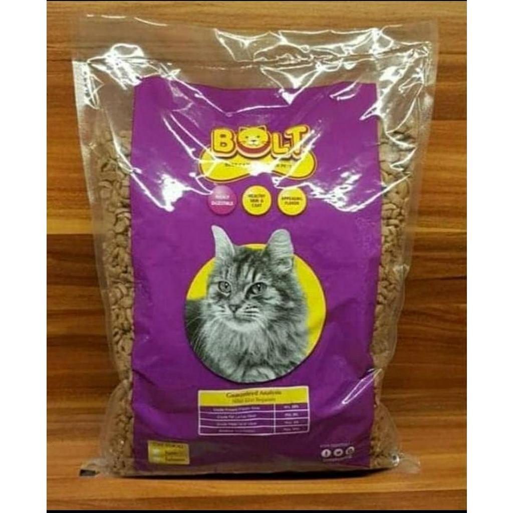 (BOLT TUNA) BONUS MAINAN POMPOM KUCING Pakan kucing / Makanan kucing - Bolt REPACK 1 KG / PAKAN KUCING BOLT