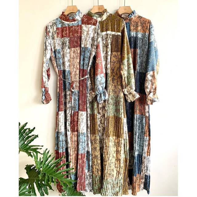 Gamis import plisket Terkini Korean Fashion