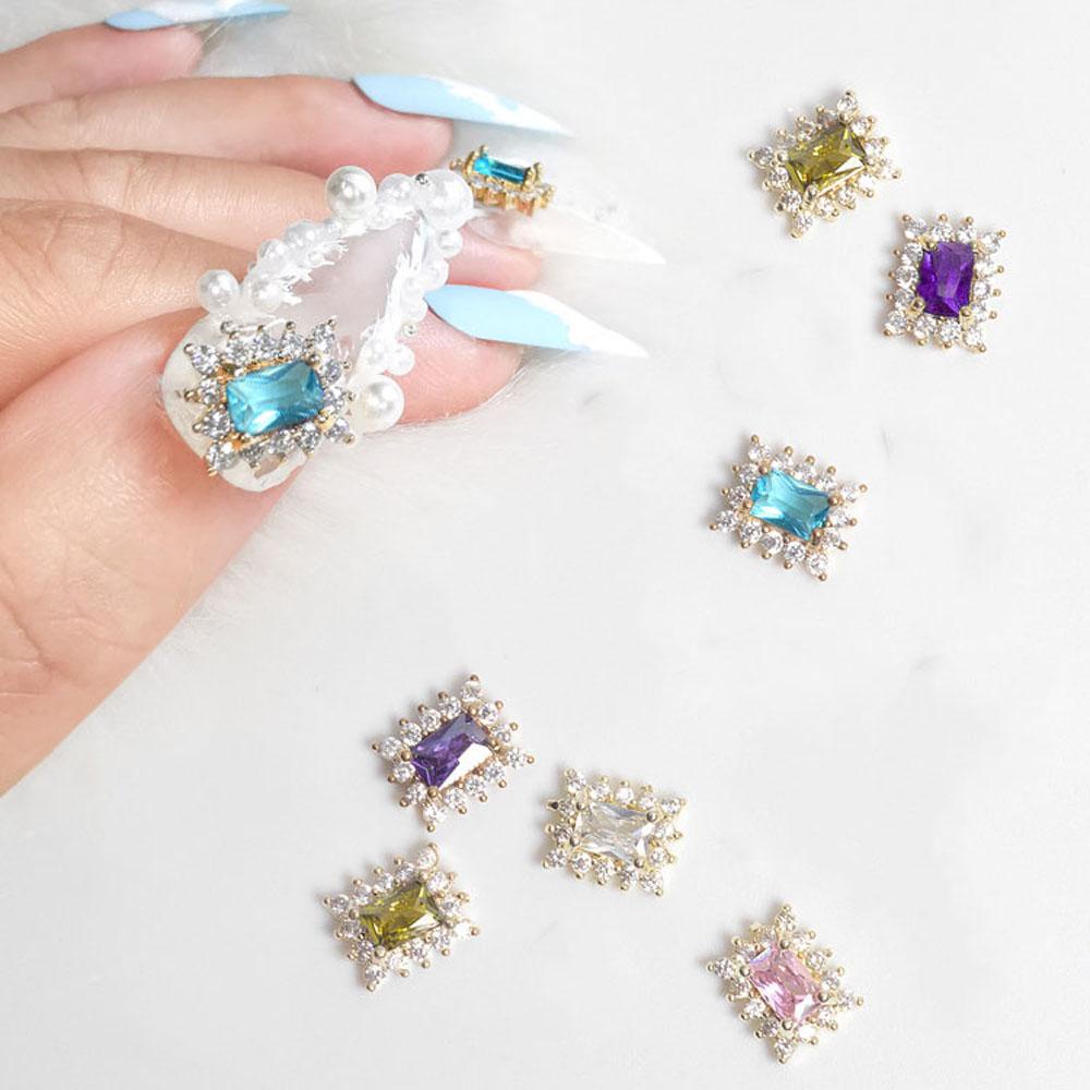 AUGUSTINA Agustinina Nail Art Zirkon Perhiasan Berlian Mewah Mengkilap DIY Kuku Berlian Imitasi