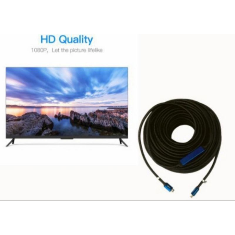 Kabel HDMI to HDMI 50 meter / kabel hdmi 50meter - kabel hdmi 2.0 hitam bagus panjang