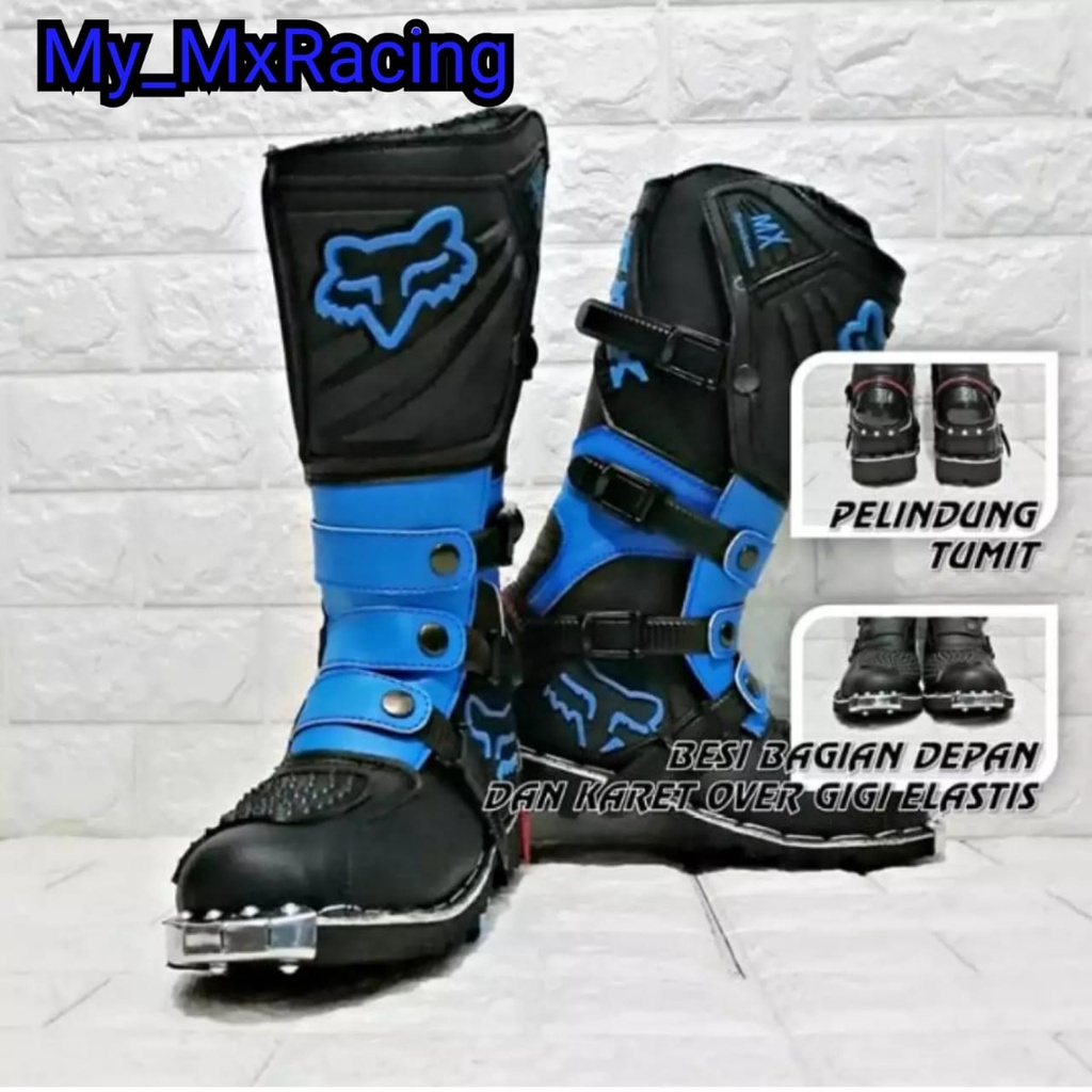 BISA COD sepatu cross trail protector  sepatu trail adventure bots safety terlaris sepatu motorcross BLUE BLACK