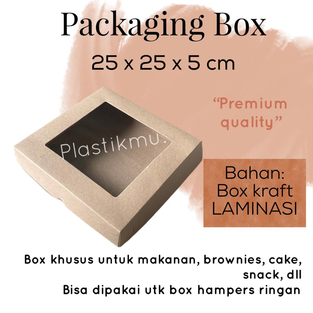 

BOX KOTAK KRAFT COKLAT (JENDELA) 25x25x5 cm // UNTUK ROTI KUE BROWNIES DUS KARDUS PRODUCT PACKAGING