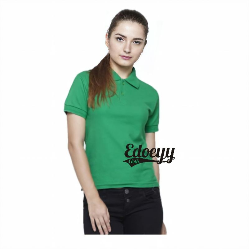 Kaos Polo Cewek Hijau Fuji / Woman Polo Shirt / Kaos polo Lady / Baju Kerah Wanita / Kaos Berkerah