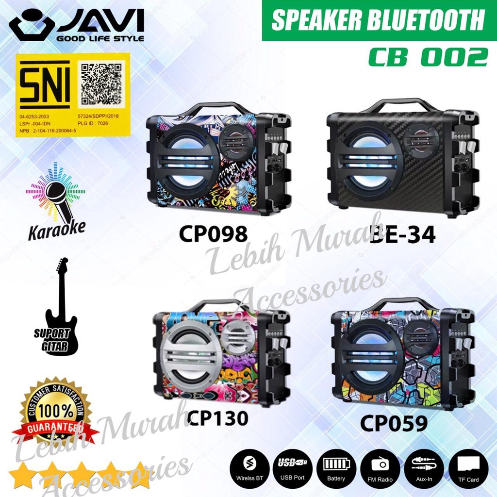 Speaker Bluetooh JAVI CB002 + Mic/Remote Support Input Gitar Speaker Karaoke Speaker Aktif Speaker Gede Speaker Superbass Speaker aktip