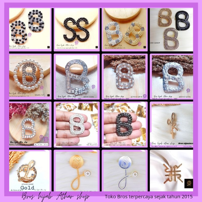 Bros B/bross signature branded /brooch button/Bros hijab buttonscarves Athar shop scarves murah