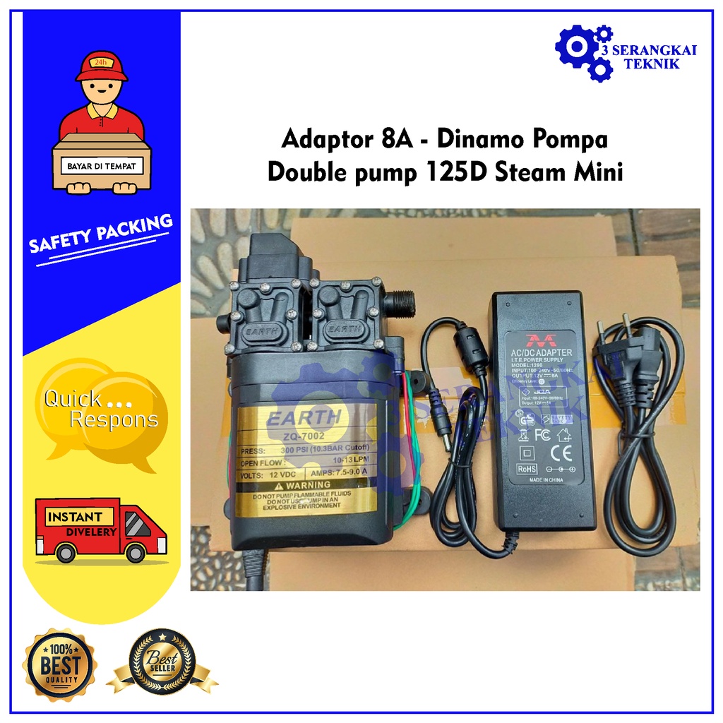 Adaptor 8A - Dinamo Pompa Double pump 125D Steam Mini