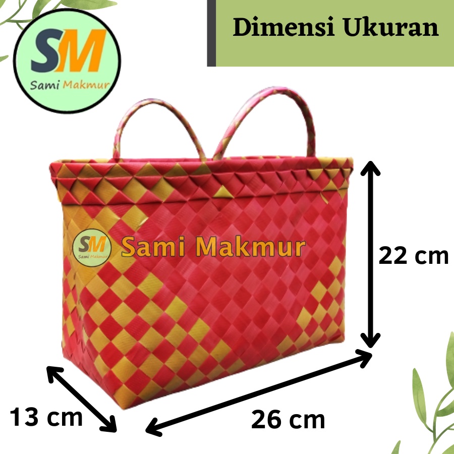 Tas Anyaman Plastik KOTAK SEDANG (M) / Tas Souvenir Hampers Bingkisan Parcel Selamatan Kenduri