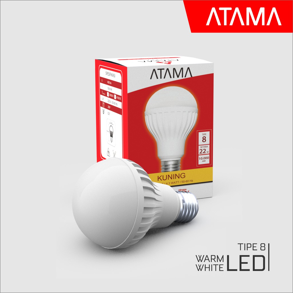 Lampu LED BULB ATAMA Tipe 8 Kuning ( 3000 K )