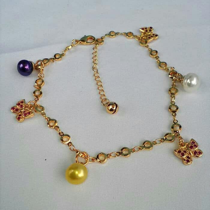 Gelang Kaki / Tangan Mutiara Air Tawar / Mutiara Lombok / Rodium