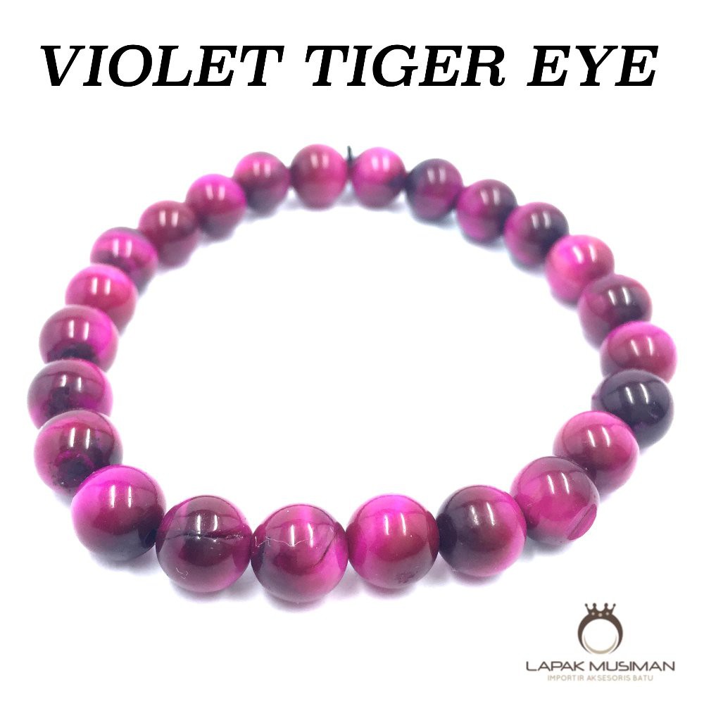 [Bayar di Tempat] Gelang Pria Wanita Batu Natural Violet Tiger Eye Ungu