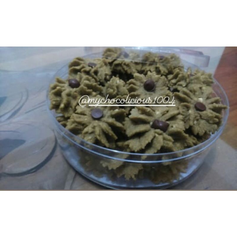 

KUE KERING SEMPRIT GREEN TEA MEDE CHOCO CHIPS (TOPLES 500 Gram)