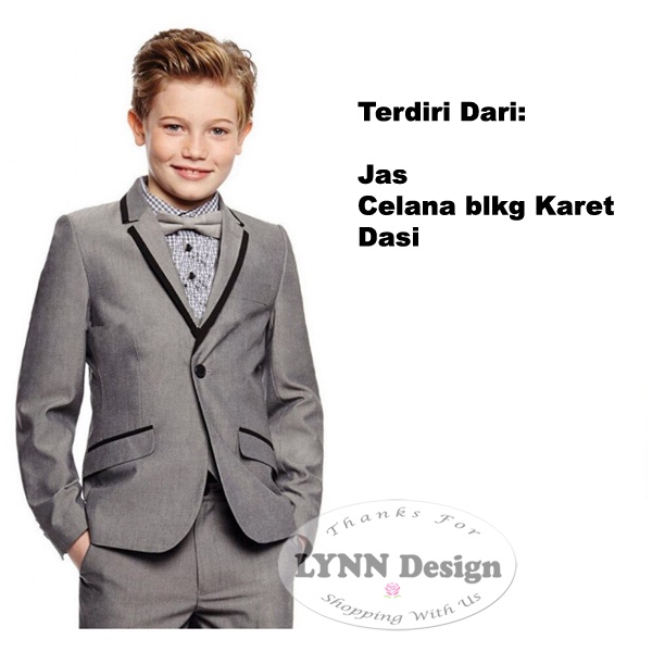 2- 10 tahun PREMIUM Setelan jas anak tuxedo 4 in 1 ABU_Lynn Design