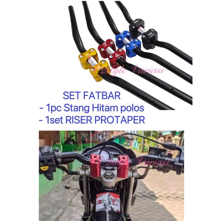 PAKET STANG HITAM + RISER CNC PROTAPER SETANG ROADRACE RAISER WARNA MERAH BIRU GOLD HITAM PNP STIR Beat Street Satria Fu Vixion Cb150r Sonic Rzr Rx King Pnp Gl Vixion New Verza Megapro Tiger Rx King Verza CB old FU150 XRIDE KLX CRF MXKING VEGA F1ZR FIZ R