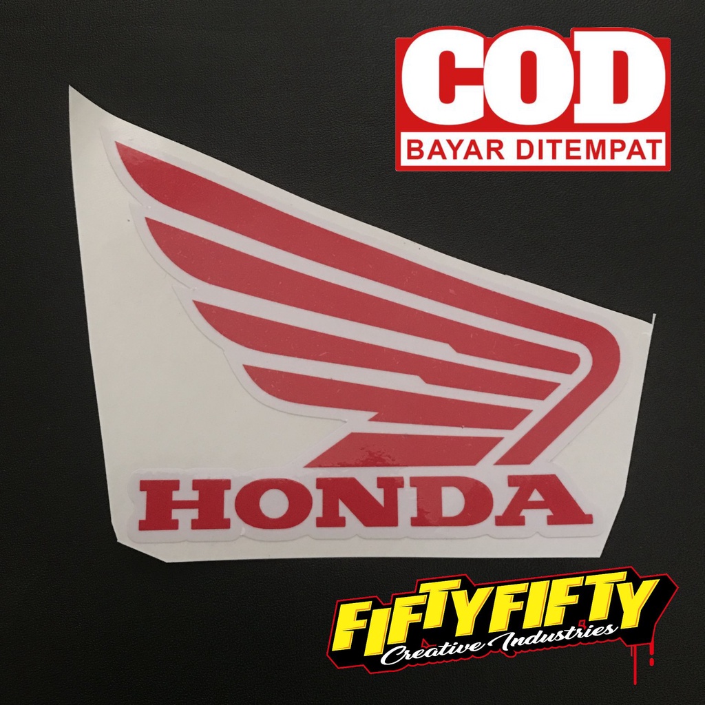 Stiker Print Cut LOGO HONDA Stiker Printing Laminasi Glossy Stiker Motor Mobil Helm Sudah Membentuk Pola Desain