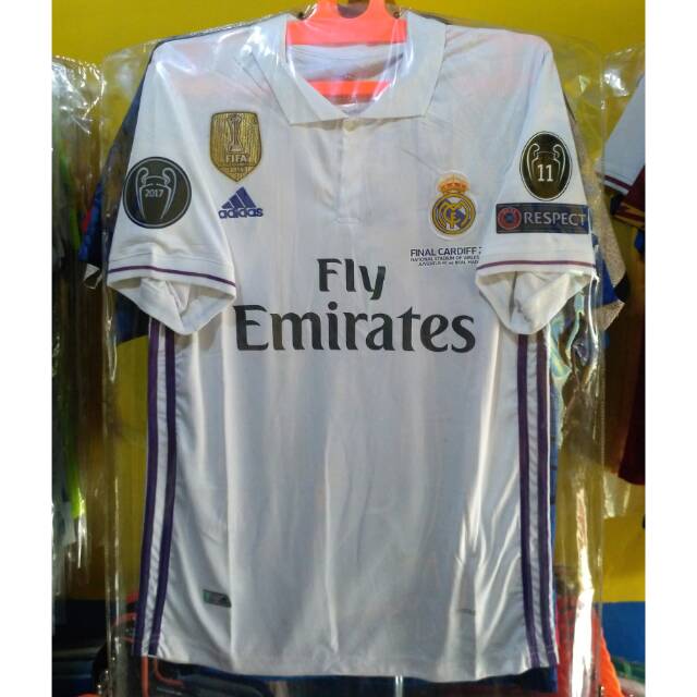 Jersey Real Madrid home FINAL CARDIFF 2017 Full Patch UCL+MDT