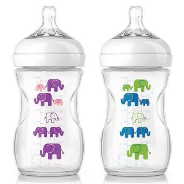 Philips Avent Natural Wide neck, dot motif gajah biru /gajah hijau