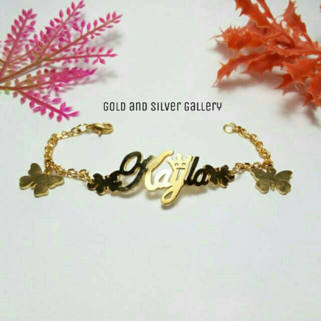 Gelang ukir nama lapis emas