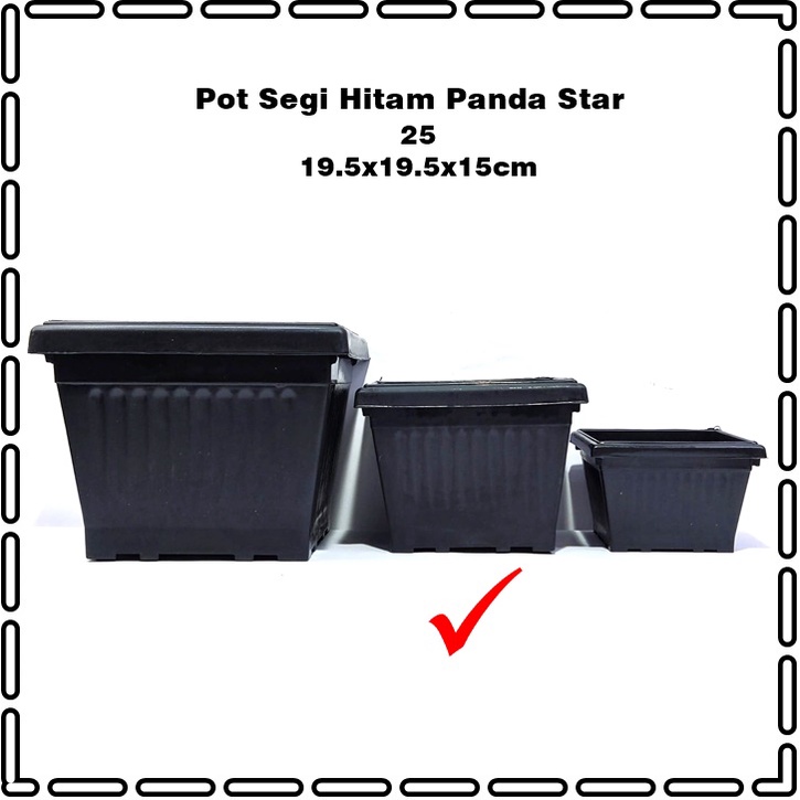 RML733 Pot Tanaman Segi 25 Bata/Hitam Panda Star