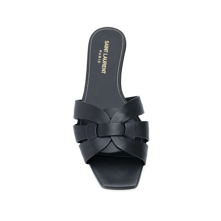 Saint Laurent Nu Pied 0.5cm Slippers Black Calf 100% Authentic