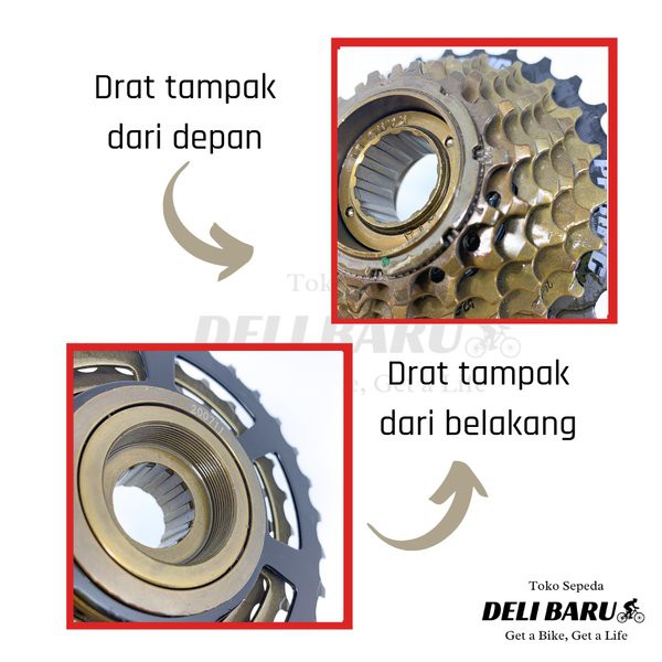 Freewheel gir belakang gear susun pacific sepeda MTB lipat 7 speed