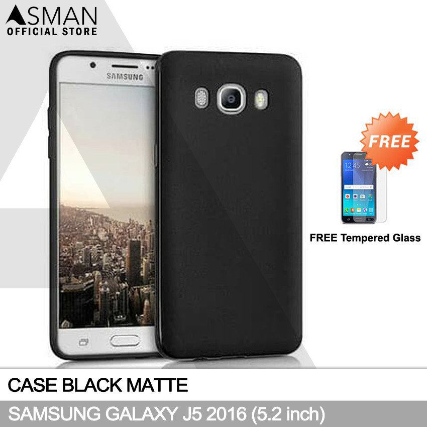 Ultraslim Samsung Galaxy J5 (2016) / J510 (5.2&quot;) | Soft Case Black Matte + FREE Tempered Glass