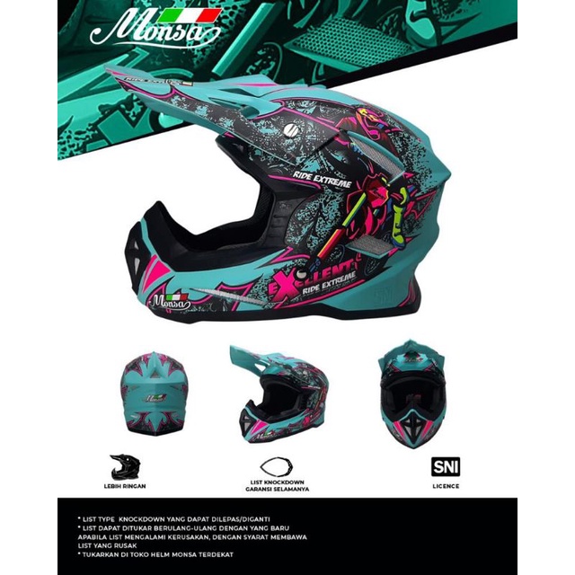 Helm Full Face Monsa Cross Motif Exellent